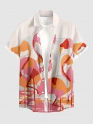 Chemise hawaïenne à imprimé flamant rose avec poche boutonnée pour homme - Rose clair S