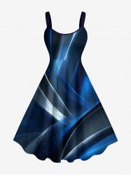 Curve Galaxy Glitter 3D Print Robe débardeur Hawaii(Bretelles réglables) - Bleu profond XS
