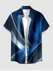 Curve Galaxy Glitter 3D Print Boutons Poche Chemise Hawaïenne Pour Homme - Bleu profond 6XL