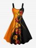 Tenue de plage hawaïenne assortie à imprimé fleurs colorblock pour couples - Orange 