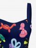 Robe débardeur Hawaii à lacets, imprimé animaux Fleur ballon - Bleu profond S