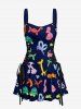 Balloon Flower Animals Print Lace Up Hawaii Tank Dress -  