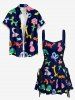 Balloon Flower Animals Print Lace Up Hawaii Tank Dress -  
