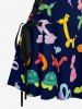 Balloon Flower Animals Print Lace Up Hawaii Tank Dress -  