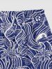 Coconut Tree Shell Navy Cap Anchor Sea Waves Print Hawaii Cruise Drawstring Beach Shorts For Men -  