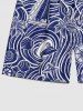Coconut Tree Shell Navy Cap Anchor Sea Waves Print Hawaii Cruise Drawstring Beach Shorts For Men -  