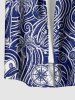 Chemise pour homme à boutons, motif coquille de noix de coco, casquette marine, ancre et vagues marines, imprimé Hawaii croisière, avec poche poitrine - Bleu XL
