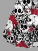 Skulls Star Print Ruched Lattice Crisscross Straps Hawaii Dress -  