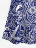 Coconut Tree Shell Navy Cap Anchor Sea Waves Print Hawaii Cruise Halter A Line Dress -  
