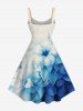 Robe trapèze Hawaii à imprimé dégradé d'hibiscus et feuilles - Bleu 3X