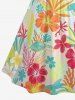 Hibiscus Flower Leaf Coral Turtle Dolphin Print Hawaii Ruched Crisscross Strappy A Line Dress -  