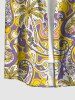 Coconut Tree Flower Paisley Print Hawaii Button Pocket Shirt For Men -  