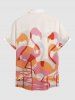 Chemise hawaïenne à imprimé flamant rose avec poche boutonnée pour homme - Rose clair S