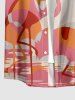 Chemise hawaïenne à imprimé flamant rose avec poche boutonnée pour homme - Rose clair S