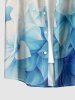 Chemise hawaïenne pour homme à imprimé Ombre de feuilles et fleurs d'hibiscus, avec boutons et poche - Bleu L