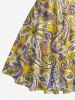 Robe trapèze Hawaii à imprimé fleur de cocotier et paisley, halter à bretelles entrecroisées - Pourpre  M