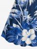 Robe Hawaii imprimée cocotier et fleur d'hibiscus, cintrée - Bleu profond S