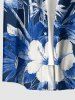 Coconut Tree Hibiscus Flower Print Buttons Pocket Hawaii Shirt For Men -  