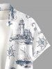 Ship Rudder Anchor Light House Cruise Print Buttons Pocket Hawaii Shirt For Men -  