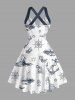Ship Rudder Anchor Light House Cruise Print Crisscross Straps Bowknot Hawaii Tank Dress -  
