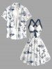 Ship Rudder Anchor Light House Cruise Print Crisscross Straps Bowknot Hawaii Tank Dress -  
