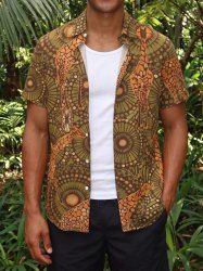 Giraffe Ethnic Floral Print Buttons Pocket Hawaii Shirt For Men -  