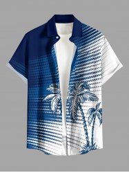 Coconut Tree Colorblock Print Buttons Pocket Hawaii Shirt For Men - Bleu profond 5XL