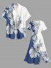 Flower Leaf Print Matching Hawaii Beach Outfit For Couples -  