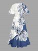 Flower Leaf Print Matching Hawaii Beach Outfit For Couples -  