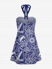Coconut Tree Shell Navy Cap Anchor Sea Waves Print Matching Hawaii Cruise Beach Outfit For Couples -  