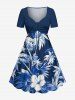 Coconut Tree Hibiscus Flower Print Matching Hawaii Beach Outfit For Couples -  