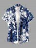 Tenue de plage hawaïenne assortie imprimé fleurs pour couple - Bleu profond 