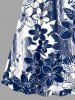 Tenue de plage hawaïenne assortie imprimé fleurs pour couple - Bleu profond 