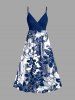 Tenue de plage hawaïenne assortie imprimé fleurs pour couple - Bleu profond 