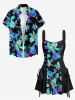 Ombre Flower Print Matching Hawaii Beach Outfit For Couples -  