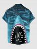 Chemise hawaïenne à imprimé requin et mer, poche boutonnée, pour homme - Paon Bleu S