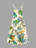 Robe trapèze Hawaii à imprimé feuilles tropicales et perroquets - café lumière XXS