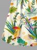 Robe trapèze Hawaii à imprimé feuilles tropicales et perroquet - café lumière 5X
