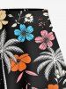 Coconut Tree Flower Leaf Print Hawaii Split A Line Skirt -  
