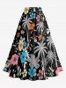 Coconut Tree Flower Leaf Print Hawaii Split A Line Skirt -  