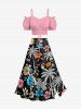 Coconut Tree Flower Leaf Print Hawaii Split A Line Skirt -  