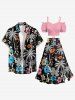 Coconut Tree Flower Leaf Print Hawaii Split A Line Skirt -  