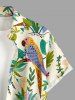 Chemise hawaïenne à boutons et poche pour homme, motif feuilles tropicales et perroquets - café lumière 2XL