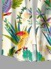 Chemise hawaïenne à boutons et poche pour homme, motif feuilles tropicales et perroquets - café lumière 2XL