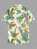 Chemise hawaïenne à imprimé perroquet et feuilles tropicales avec boutons et poche pour homme - café lumière 6XL