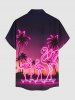 Neon Coconut Tree Flamingo Skateboard Ombre Galaxy Print Hawaii Button Pocket Shirt For Men -  