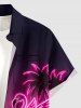 Neon Coconut Tree Flamingo Skateboard Ombre Galaxy Print Hawaii Button Pocket Shirt For Men -  