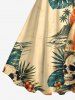 Robe débardeur Hawaï à imprimé crânes, fleur d'hibiscus et feuilles tropicales (bretelles réglables) - café lumière 3X