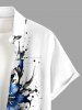 Chemise hawaïenne pour homme à imprimé fleurs et éclaboussures de peinture, poche boutonnée - Bleu 5XL