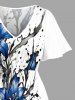 Robe midi Hawaii à imprimé fleurs et éclaboussures de peinture avec fente - Bleu profond XXS